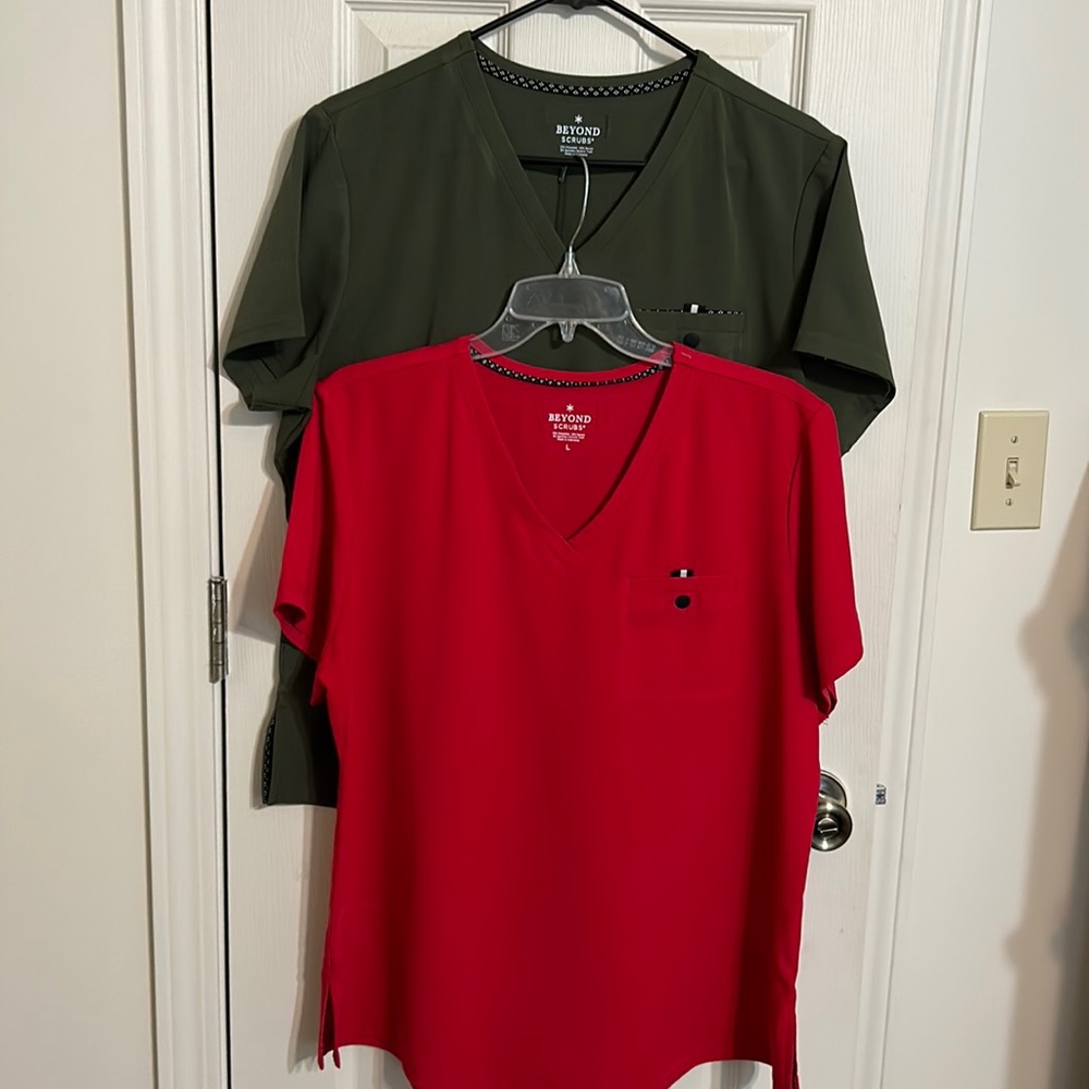 Just in time for Christmas set of two scrub tops size large